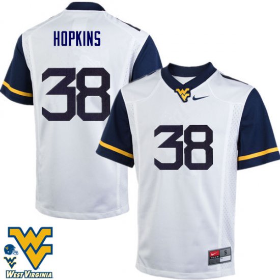 Men's West Virginia Mountaineers NCAA #38 Jamicah Hopkins White Authentic Nike Stitched College Football Jersey EC15G35ZW